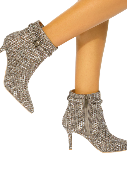 Kurt Geiger London Kensington2 Stiletto Embellished Ankle Boots, Gold/Multi - view 2, Gold/Multi