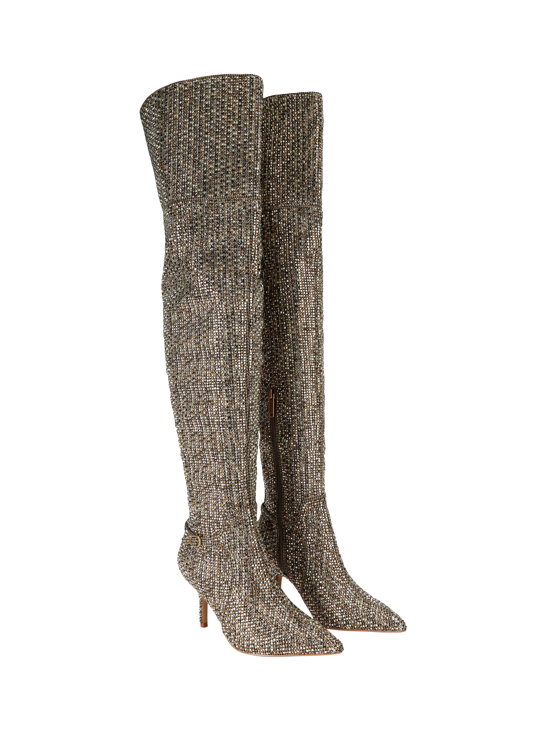 Product image 3 of 5, which shows Kurt Geiger London Mayfair Pointed Knee High Boots, Beige, 3