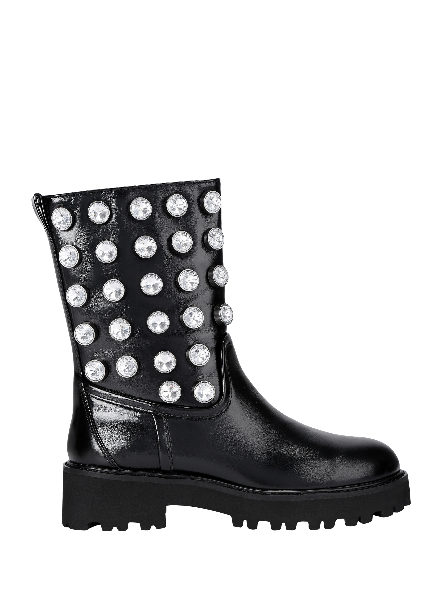Product image 1 of 4, which shows Kurt Geiger London Octavia Leather Stud Ankle Boots, Black, 3