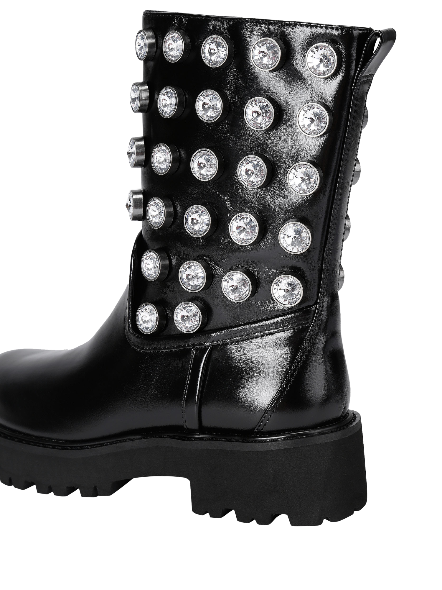 Product image 3 of 4, which shows Kurt Geiger London Octavia Leather Stud Ankle Boots, Black, 3