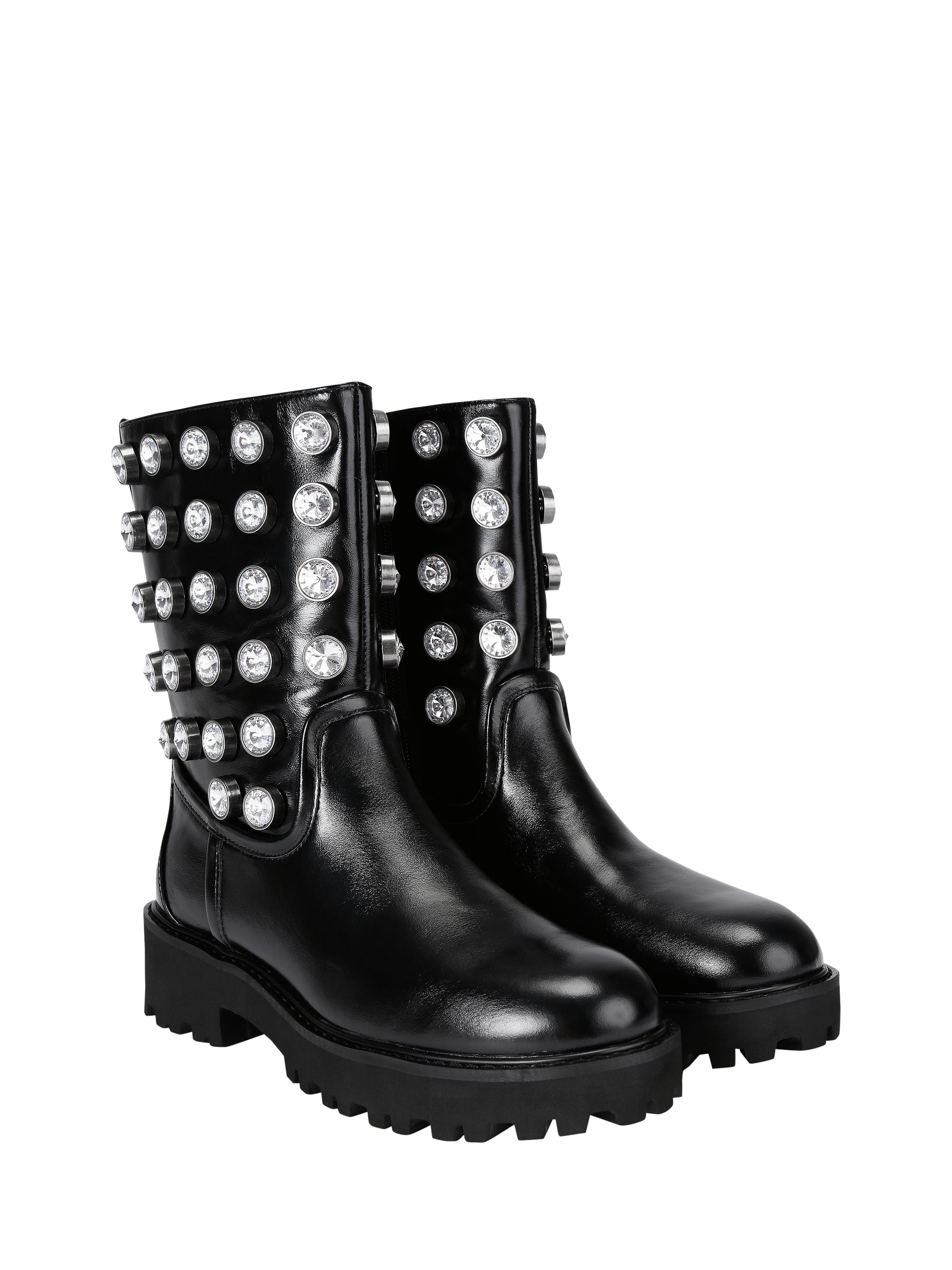 Product image 4 of 4, which shows Kurt Geiger London Octavia Leather Stud Ankle Boots, Black, 3