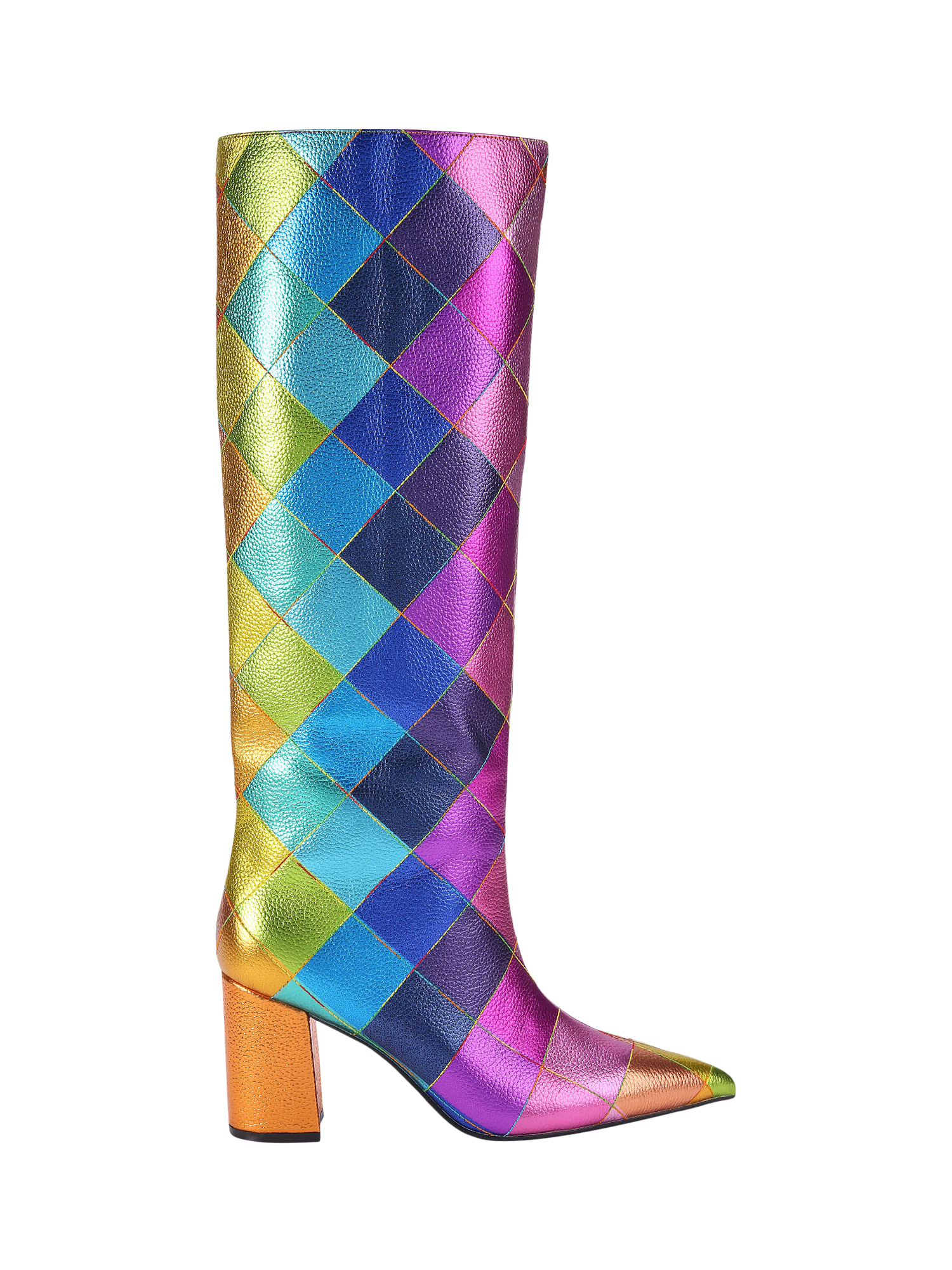 Kurt Geiger London Regent Leather Block Heel Knee High Boots, Multi