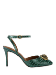 Kurt Geiger London Chelsea Ankle Strap Snake Embossed Sandals, Green