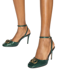 Kurt Geiger London Chelsea Ankle Strap Snake Embossed Sandals, Green