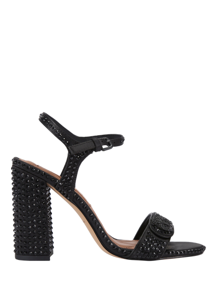 Kurt Geiger London Kensington Langley High Heel Crystal Embellished Sandals, Black, Black