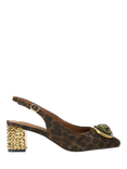 Kurt Geiger London Chelsea Embellished Block Heeled Slingback Courts, Brown