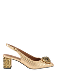 Kurt Geiger London Chelsea Embellished Block Heeled Slingback Courts, Gold