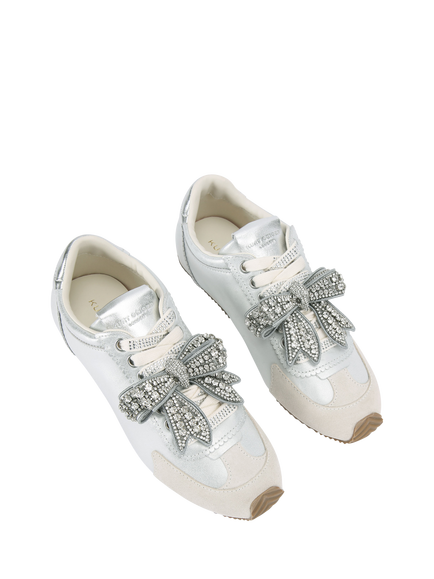 Kurt Geiger London Islington Bow Trainers, Silver - view 2, Silver