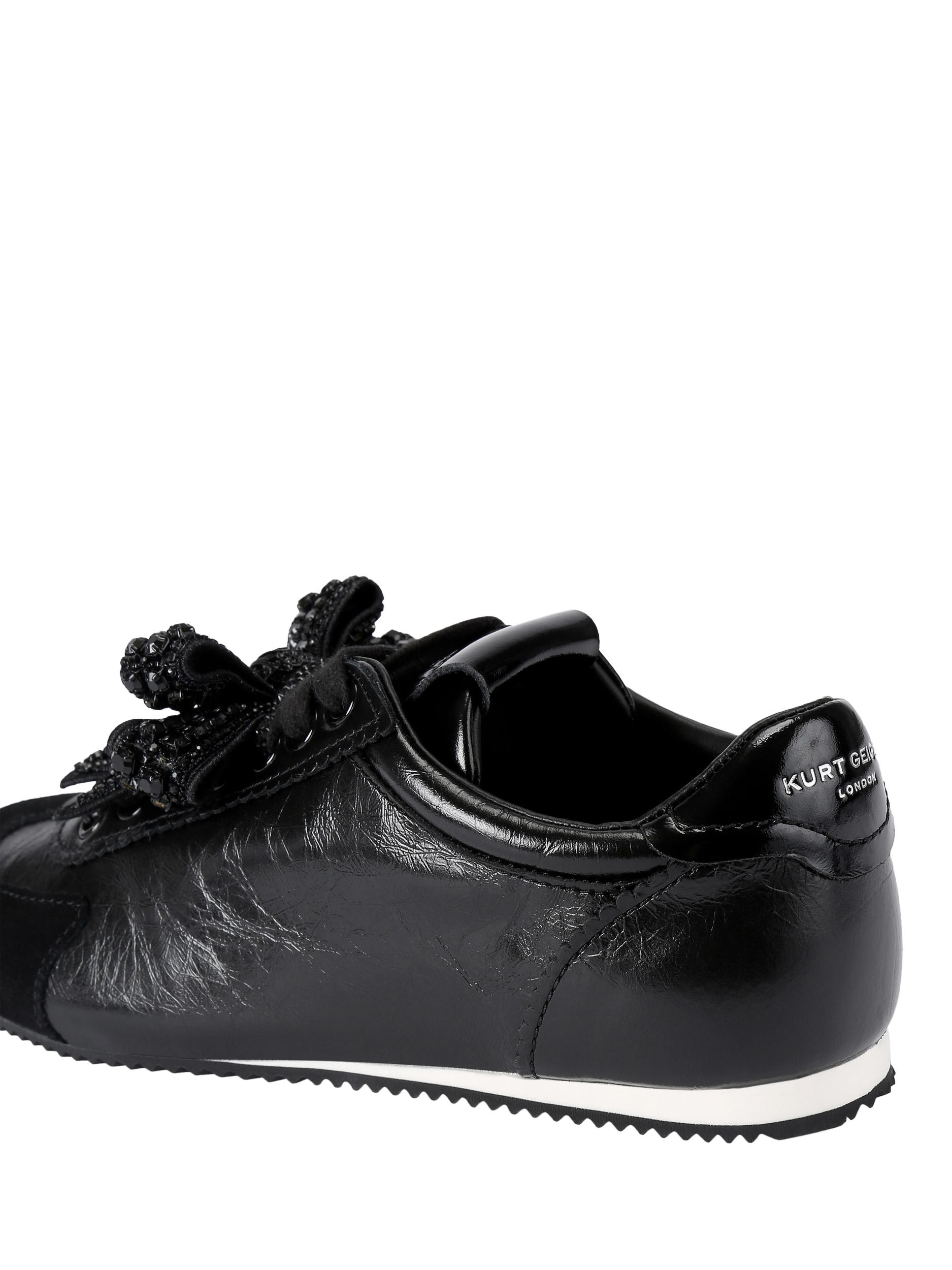 Product image 3 of 5, which shows Kurt Geiger London Islington Bow Leather Trainers, Black, 3