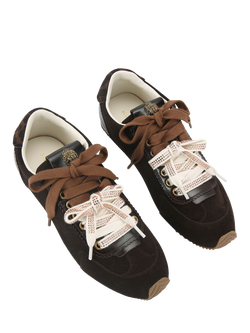 Kurt Geiger London Islington Suede Trainers, Brown - view 2, Brown