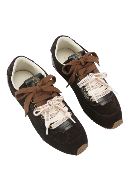 Kurt Geiger London Islington Suede Trainers, Brown - view 2, Brown
