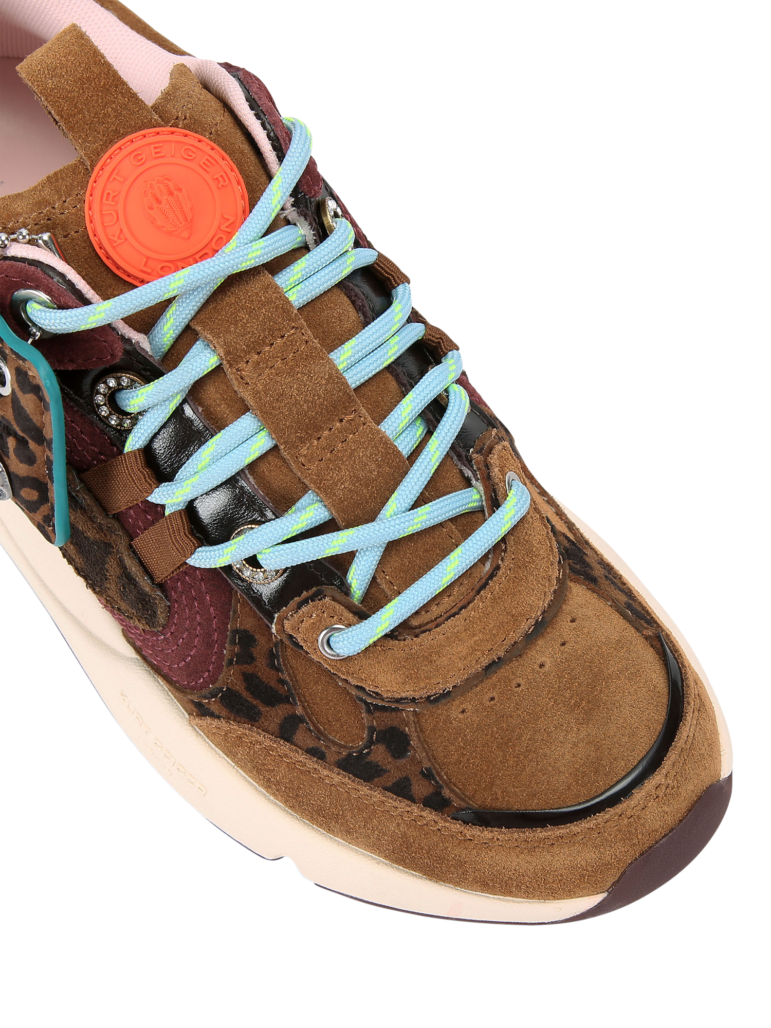 Product image 4 of 4, which shows Kurt Geiger London Kurt Lace Up Trainers, Brown/Oth, 3