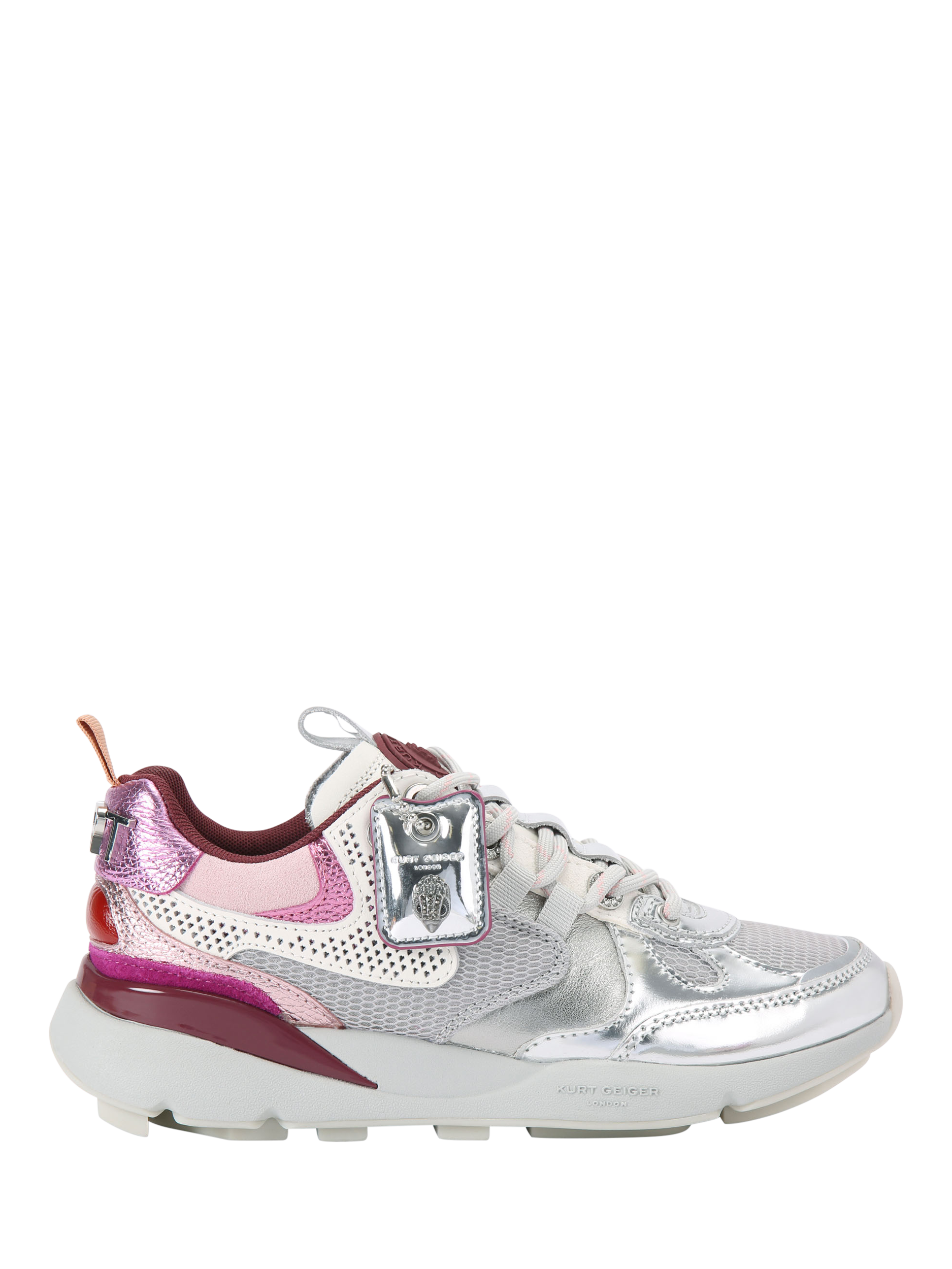 Product image 1 of 4, which shows Kurt Geiger London Kurt Runner Trainers, Silver/Pink, 3