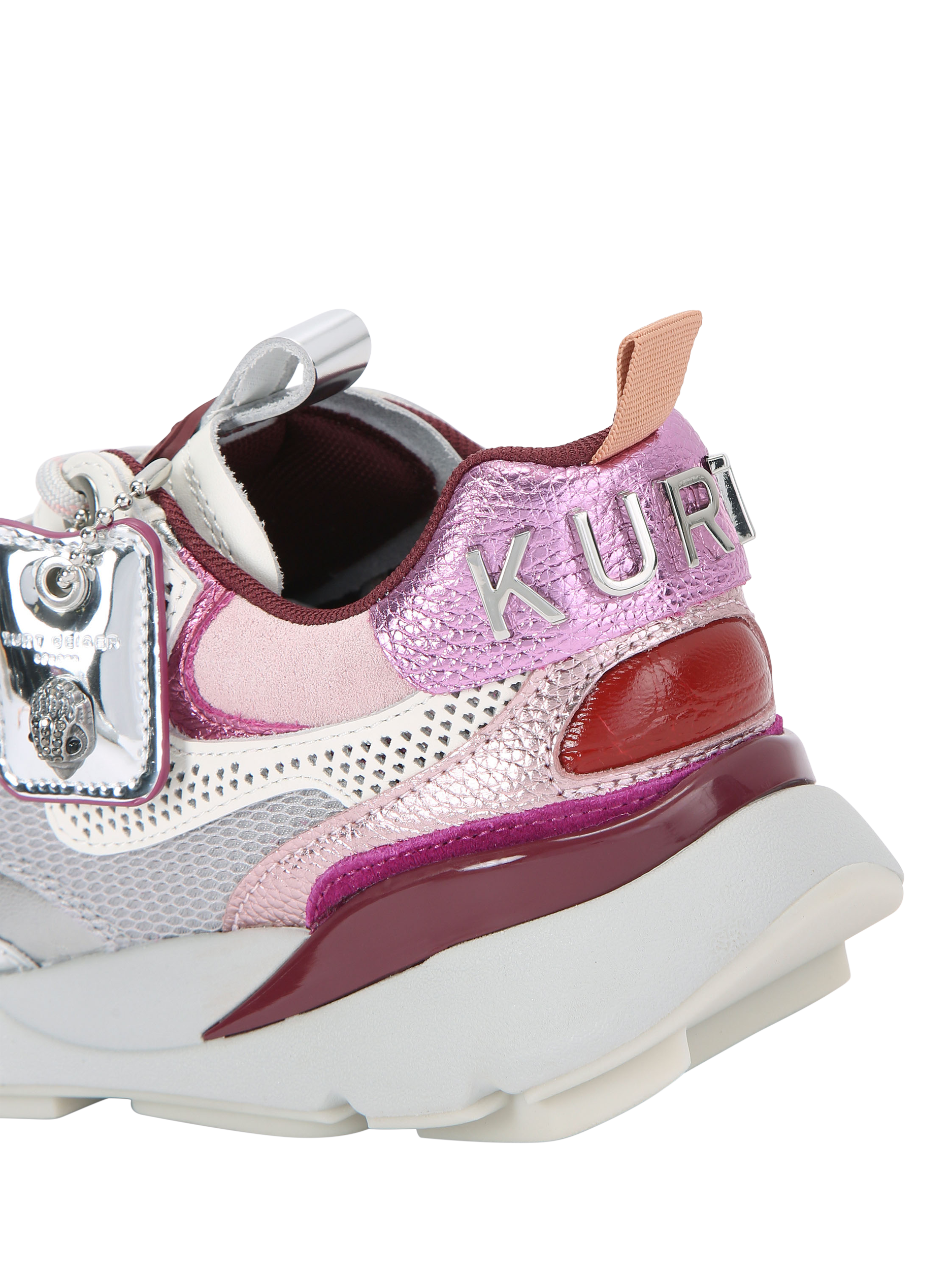 Product image 3 of 4, which shows Kurt Geiger London Kurt Runner Trainers, Silver/Pink, 3