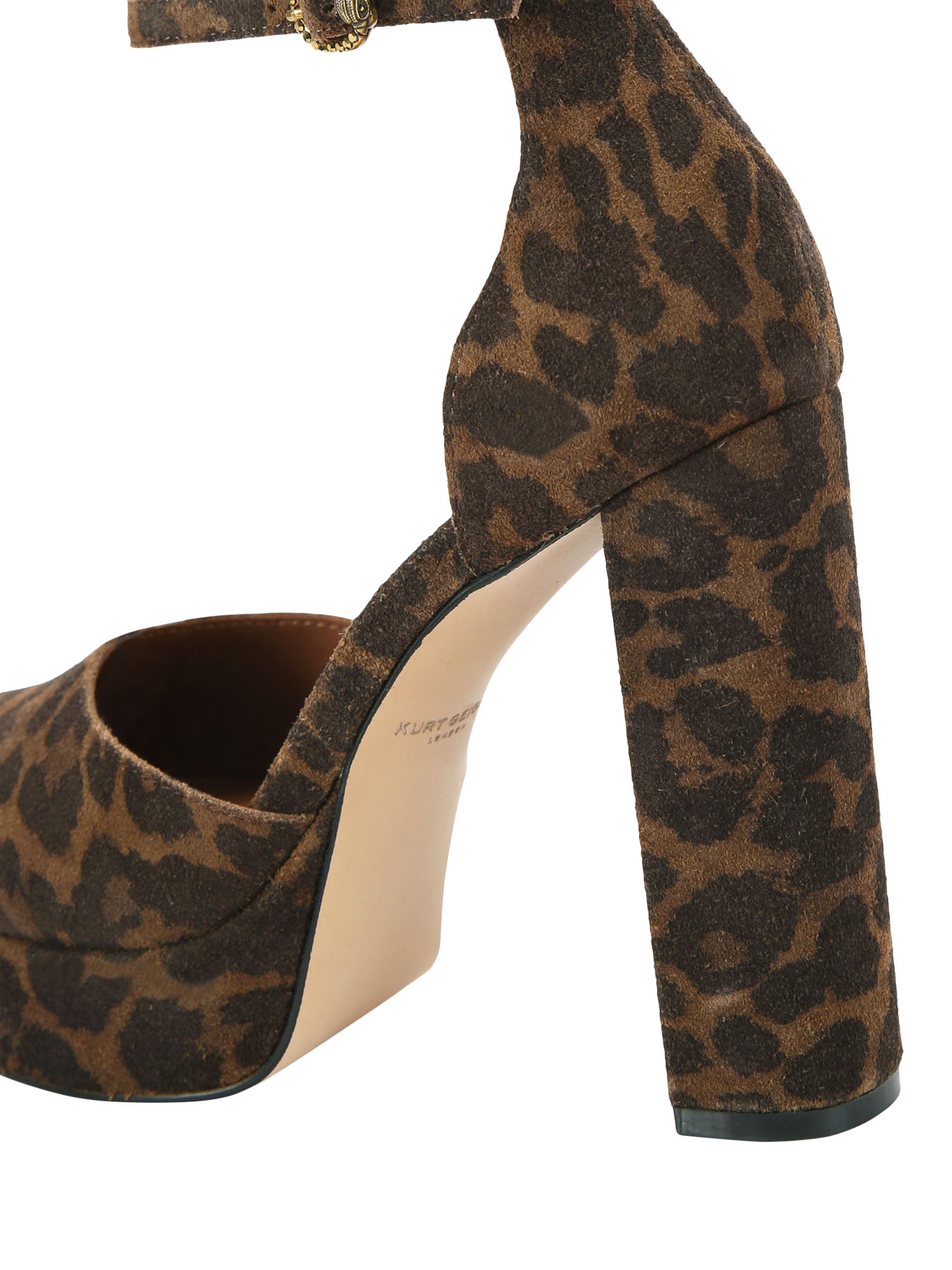 Product image 4 of 6, which shows Kurt Geiger London Shoreditch Platform Sandals, Dark Brown/Multi, 3