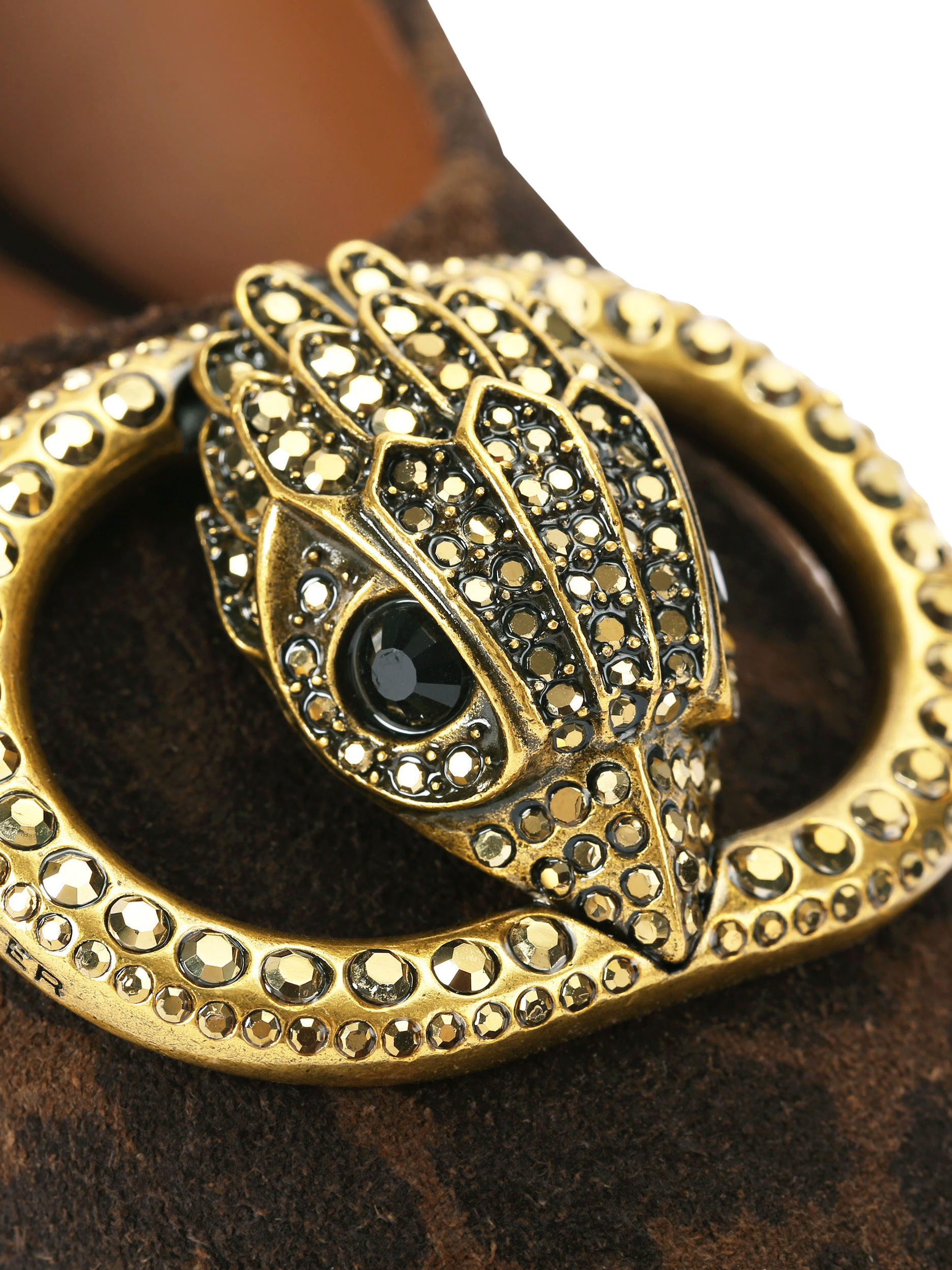 Product image 6 of 6, which shows Kurt Geiger London Shoreditch Platform Sandals, Dark Brown/Multi, 3