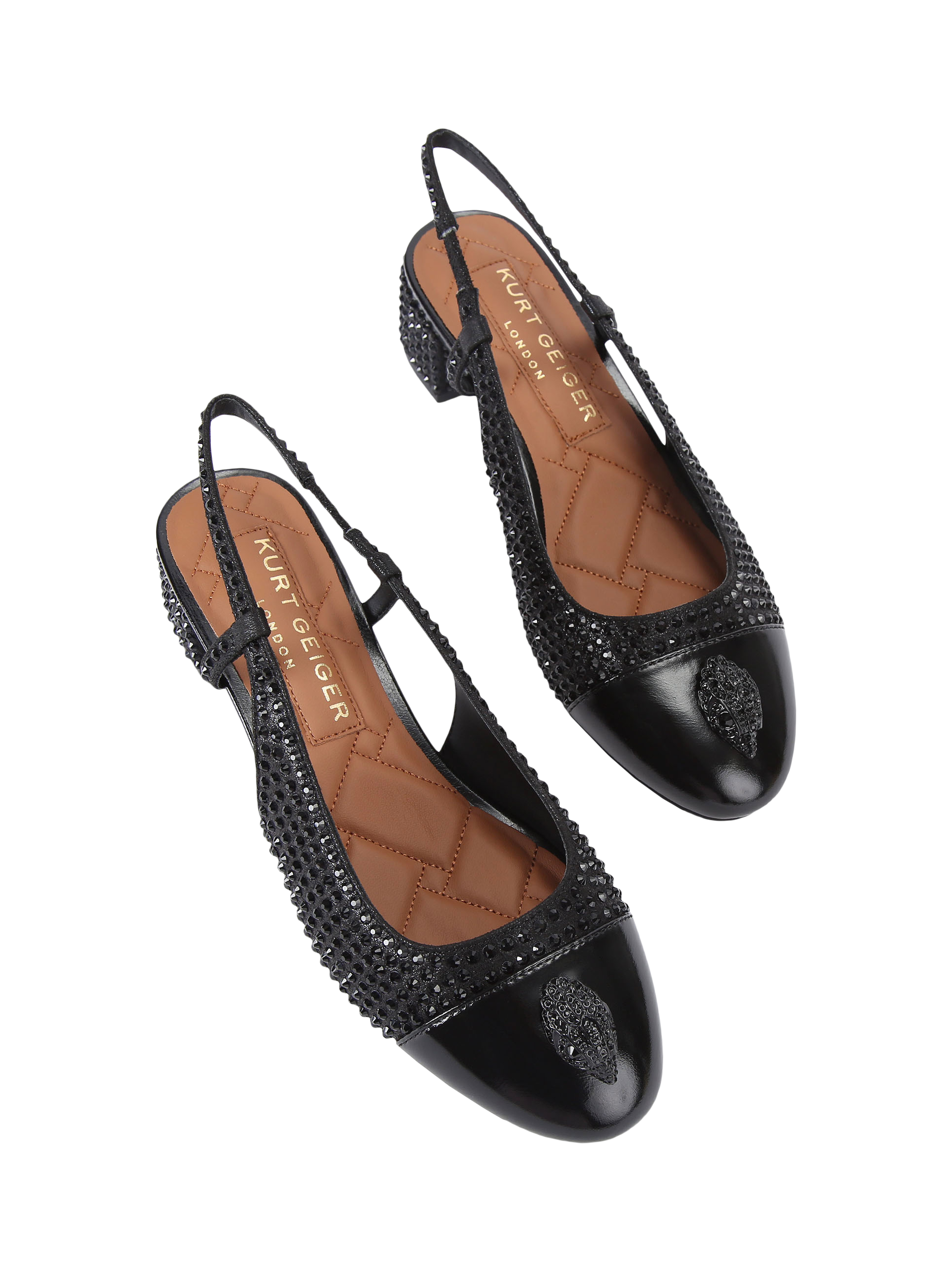 Product image 3 of 6, which shows Kurt Geiger London Sloane Slingback Courts, Black, 3