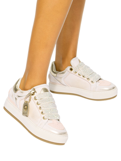 Kurt Geiger London Southbank Tag Lace Up Trainers - view 2, White