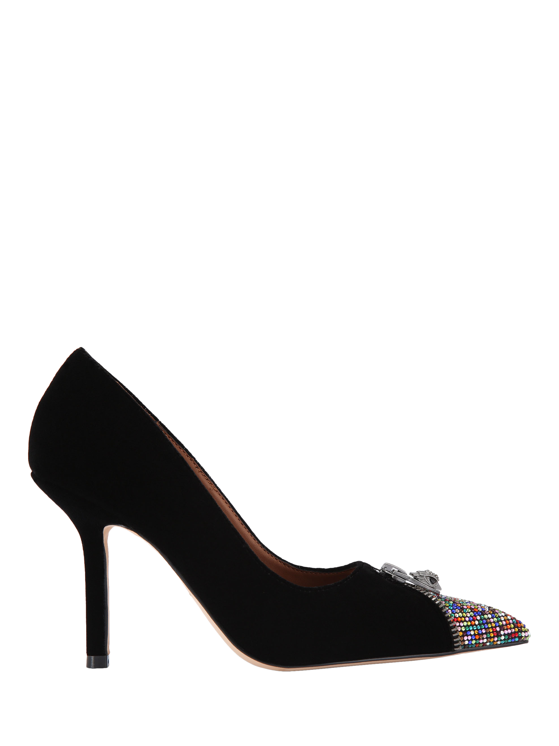 Kurt Geiger London Zip Detail Stiletto Heel Court Shoes, Black/Multi