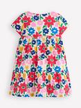 Mini Boden Kids' Ariel Cotton Short Sleeved Dress, Multi Pop Flower