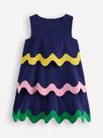 Mini Boden Kids' Corduroy Wave Pencil Dress, Sapphire Blue