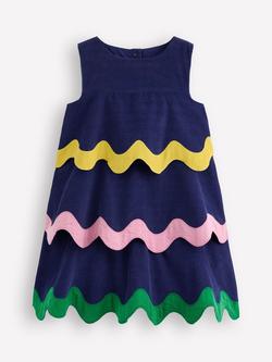 Mini Boden Kids' Corduroy Wave Pencil Dress, Sapphire Blue, Sapphire Blue