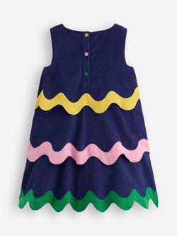 Mini Boden Kids' Corduroy Wave Pencil Dress, Sapphire Blue - view 2, Sapphire Blue