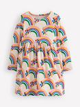 Mini Boden Kids' Cotton Heart Pocket Dress, Oatmeal Hearts