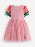 Mini Boden Kids' Short Sleeved Ruffle Tulle Dress, Zephyr Rainbow