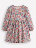 Mini Boden Kids' Cotton Long Sleeved Dress, Rose Pink Flowerbed