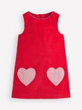 Mini Boden Corduroy Saffy Sleeveless Cord Pinafore Dress, Poppy Red