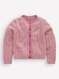 Mini Boden Everyday Cotton Scalloped Button Cardigan, Vintage Pink