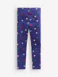 Mini Boden Kids' Cotton Printed Leggings, Blue Multi Hearts
