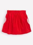 Mini Boden Kids' Cotton Button-Through Applique Skirt, Red Hearts