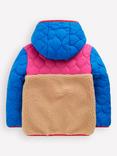 Mini Boden Janie Borg Panelled Jacket, Colour Block/Multi