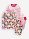 Mini Boden Kids' Cotton Snug Pyjamas, Pack of 2, Oatmeal Hearts
