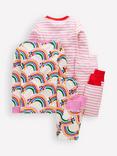 Mini Boden Kids' Cotton Snug Pyjamas, Pack of 2, Oatmeal Hearts