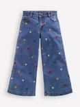 Mini Boden Kids' Wide Leg Jeans, Denim Hearts