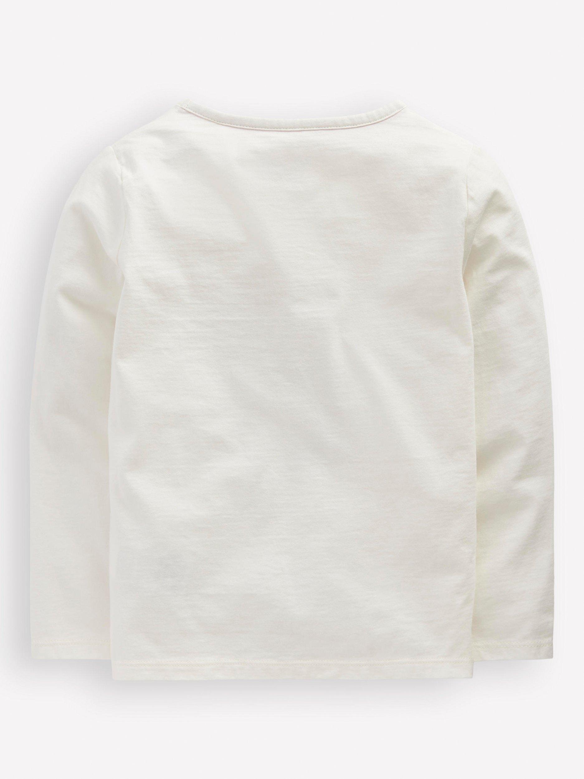 Product image 2 of 2, which shows Mini Boden Kids' Cotton Long Sleeve Applique T-Shirt, Soft Ivory Dog, 2-3 years