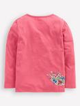 Mini Boden Kids' Cotton Long Sleeved T-Shirt, Rose Pink Horses