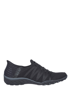 Skechers Hands Free Slip-ins Relaxed Fit Breathe Easy Roll With Me Wide Fit Trainers, Black, Black