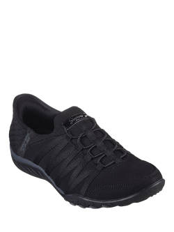 Skechers Hands Free Slip-ins Relaxed Fit Breathe Easy Roll With Me Wide Fit Trainers, Black - view 2, Black