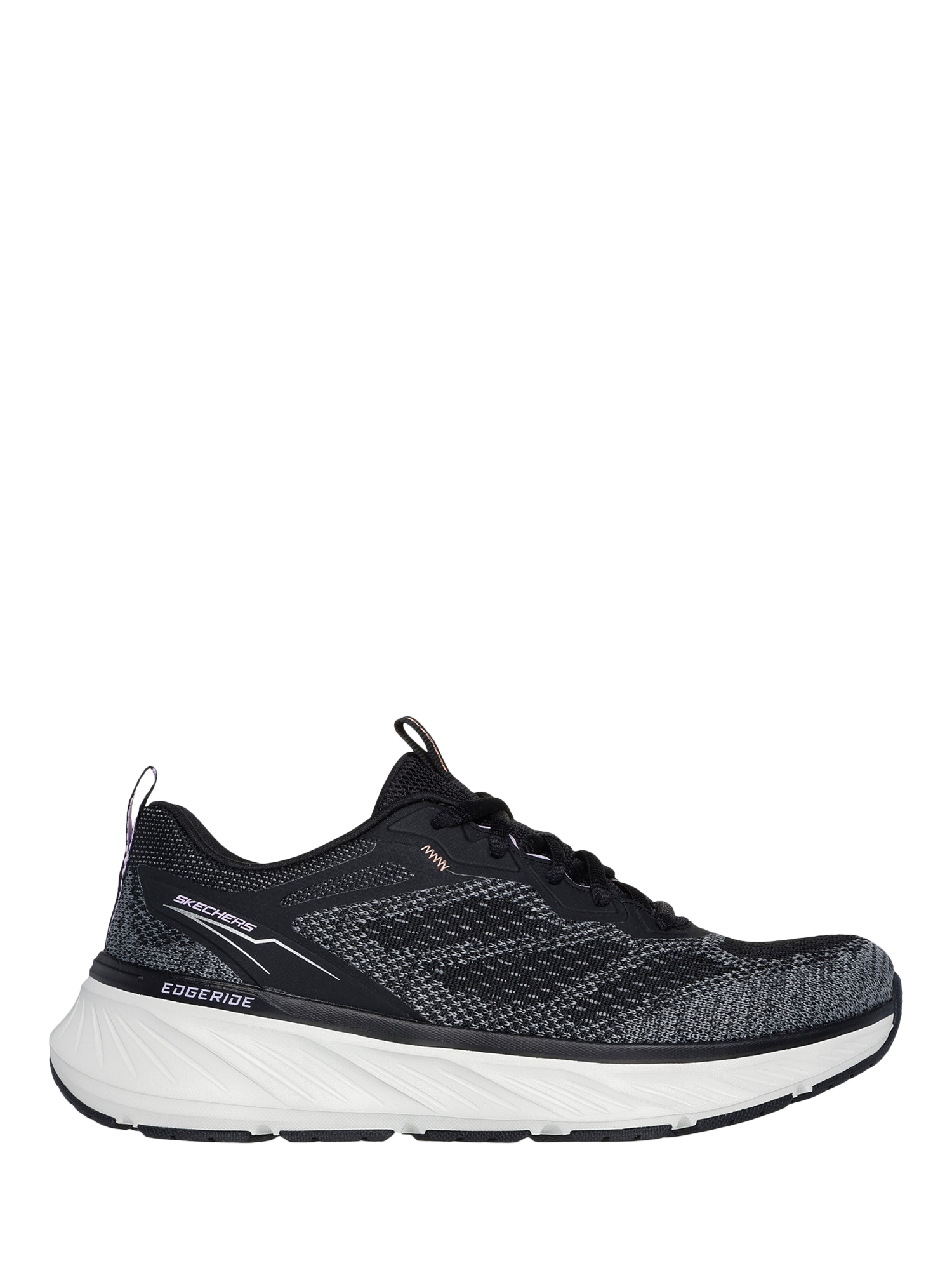 Product image 1 of 4, which shows Skechers Edgeride Power Flow Trainers, Black/Lavender, 3