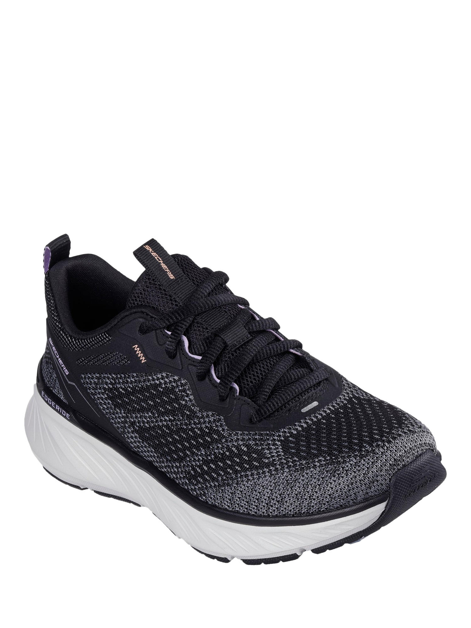 Product image 2 of 4, which shows Skechers Edgeride Power Flow Trainers, Black/Lavender, 3