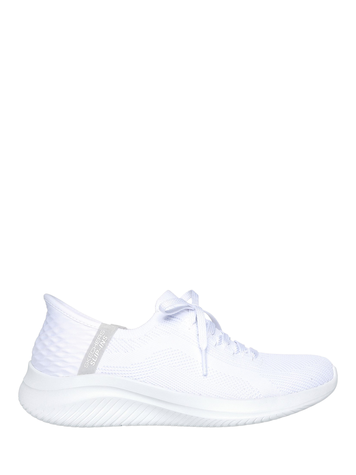 Product image 1 of 4, which shows Skechers Ultra Flex 3.0 Brilliant Path Wide Fit Slip On Trainers, White, 3