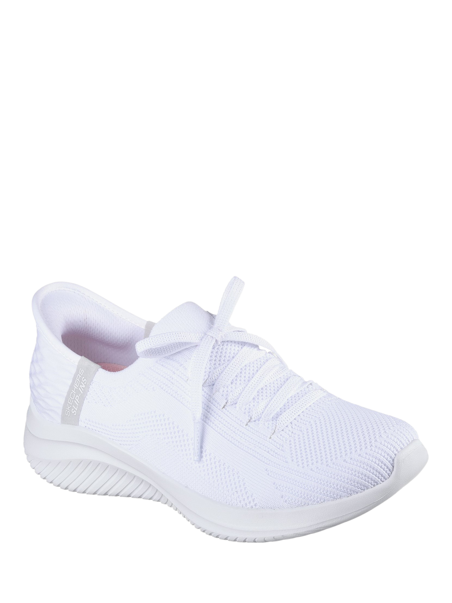 Product image 2 of 4, which shows Skechers Ultra Flex 3.0 Brilliant Path Wide Fit Slip On Trainers, White, 3