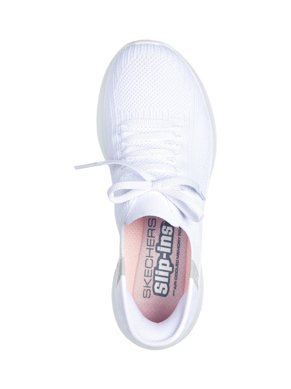 Product image 4 of 4, which shows Skechers Ultra Flex 3.0 Brilliant Path Wide Fit Slip On Trainers, White, 3