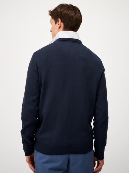 Crew Clothing Organic Cotton Crew Neck Jumper, Charcoal Marl - view 2, Dark Blue