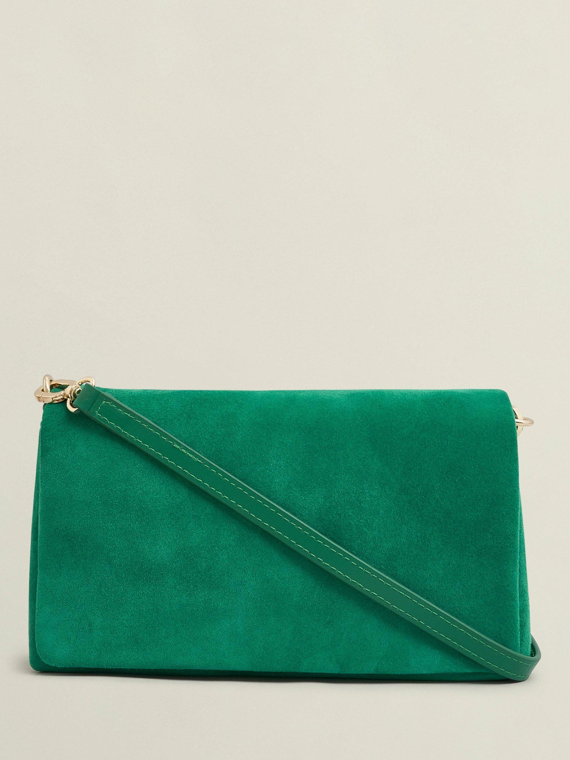 Product image 1 of 4, which shows Hobbs Jas Magnetic Closure Clutch, Amethyst Green, Green