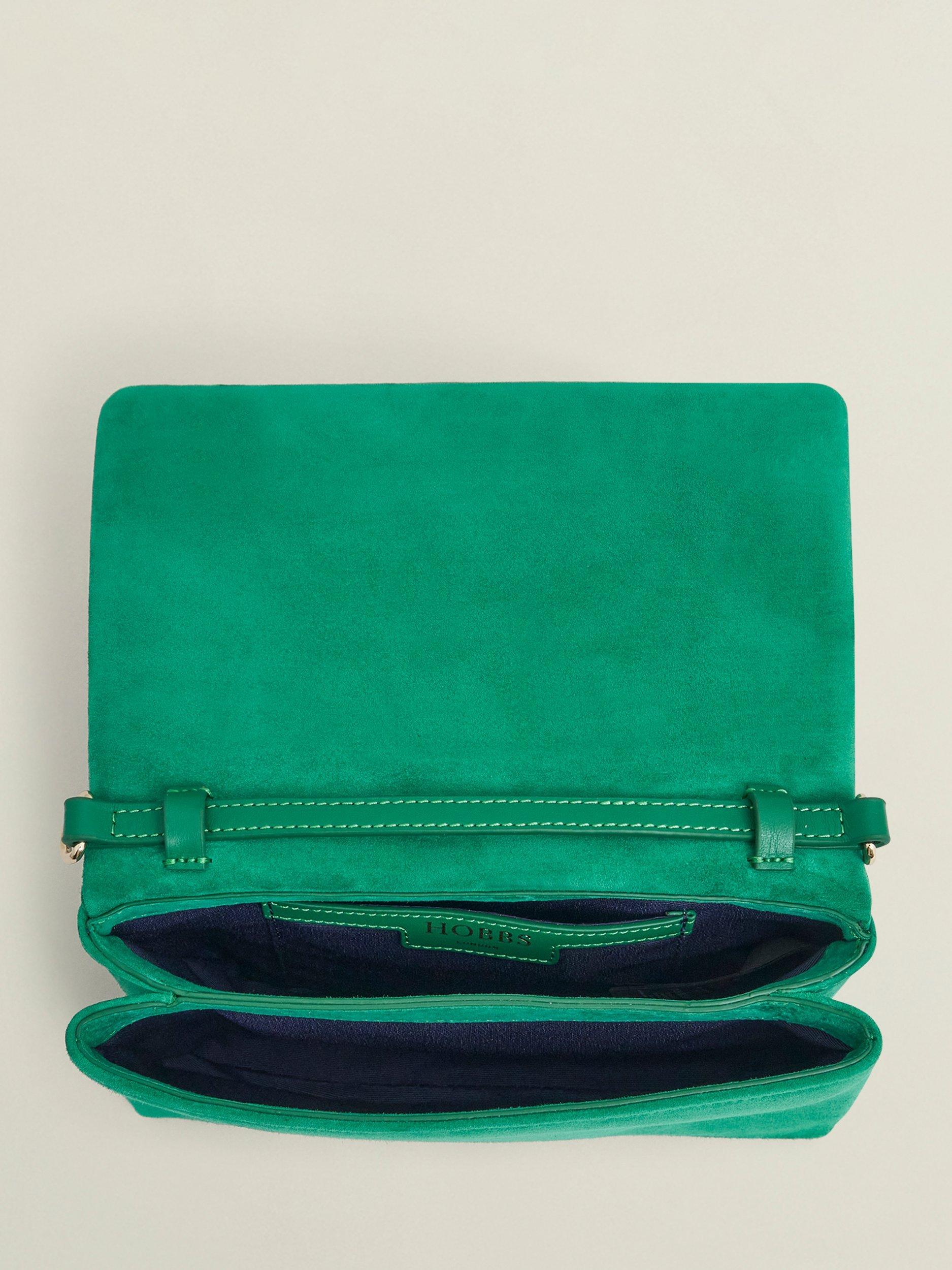 Product image 4 of 4, which shows Hobbs Jas Magnetic Closure Clutch, Amethyst Green, Green